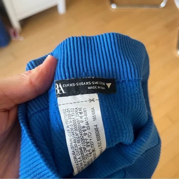 Zara Blue Ribbed Matching Workout Set - Picture 7 of 9